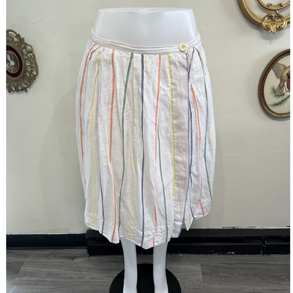 Alex Mill Multicolor Striped Linen Midi Skirt Size S